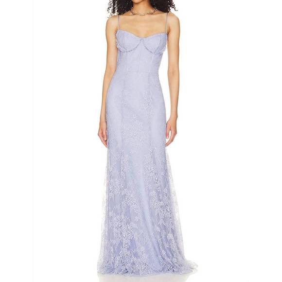 NEW KATIE MAY jasmine gown maxi lace dress in periwinkle